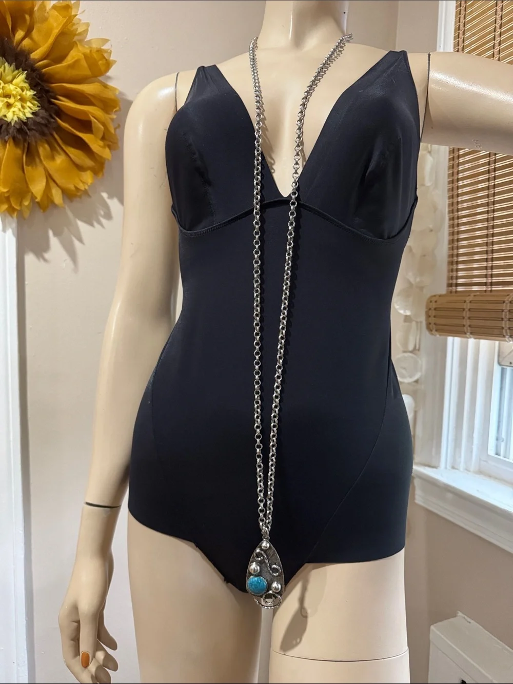 Vintage 55” Trifari Silver Chain Necklace with Pendant